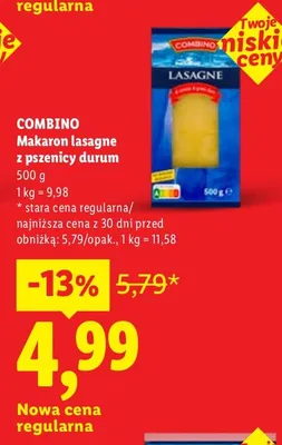 Makaron lasagne z pszenicy durum promocja w Lidl