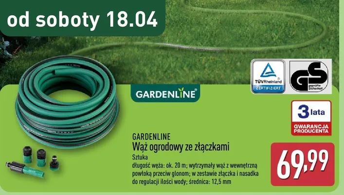 Wąż ogrodowy ze złączkami promocja w Aldi