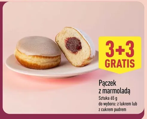 Pączek z marmoladą z cukrem pudrem promocja w Aldi