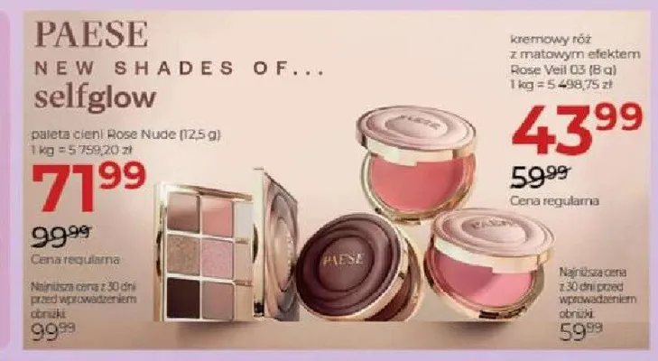 Paleta cieni Paese Selfglow Rose Nude promocja w Drogerie Jawa
