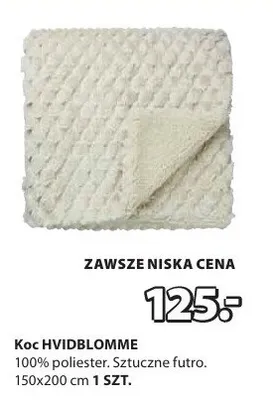 Koc 100% poliester. Sztuczne futro. 150x200 cm promocja w Jysk