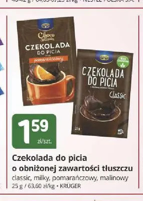 Czekolada do picia o obniżonej zawartości tłuszczu classic Krüger promocja w Marketvita