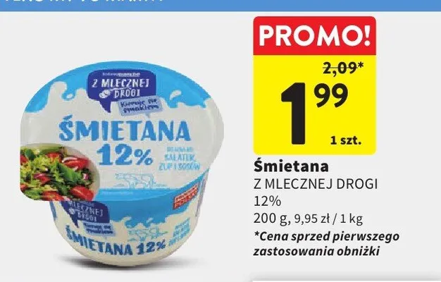 Śmietana 12% Z Mlecznej Drogi promocja w Intermarche
