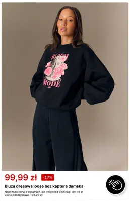 Bluza dresowa loose bez kaptura damska 4F promocja w 4F
