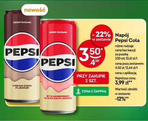 Napój Pepsi Cola Strawberries 'N' Cream Flavour promocja w Żabka