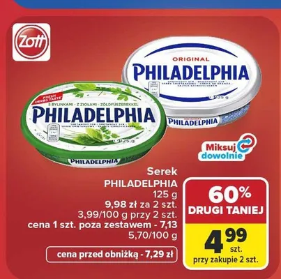Serek Philadelphia z ziołami promocja w Carrefour