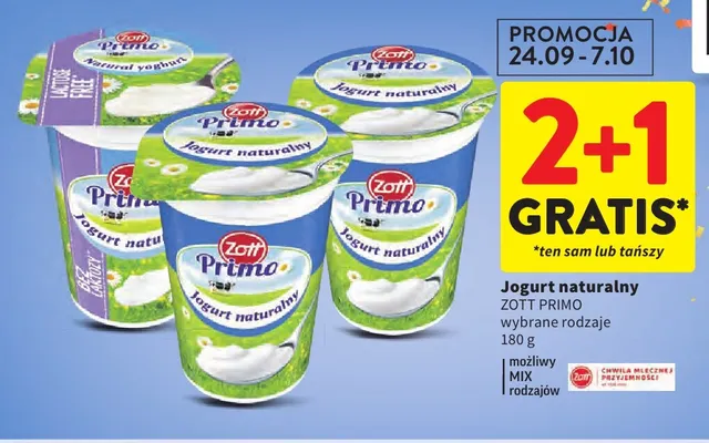 Jogurt naturalny Zott Primo promocja w Intermarche