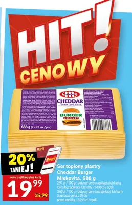 Ser topiony plastry cheddar burger Mlekovita promocja w Twój Market