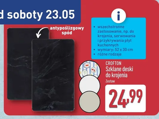 Szklane deski do krojenia CROFTON 52x30cm promocja w Aldi