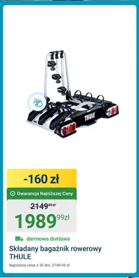 Składany bagażnik rowerowy THULE promocja w ERLI