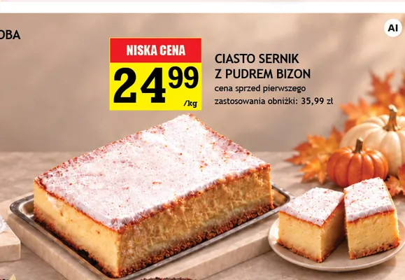 Ciasto sernik z pudrem Bizon promocja w Gram Market