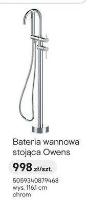 Bateria wannowa stojąca Owens chrom promocja w Castorama