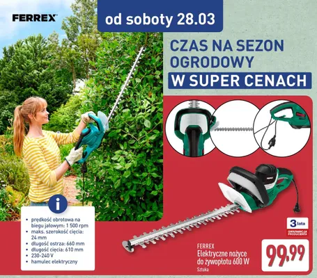 Nożyce elektryczne do żywopłotu 600 W promocja w Aldi