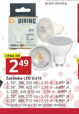 Żarówka LED GU10 120° 6W 510lm Viking promocja w Prymus AGD