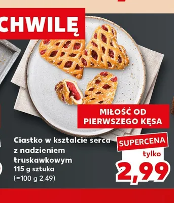Ciastko w kształcie serca z nadzieniem truskawkowym promocja w Kaufland