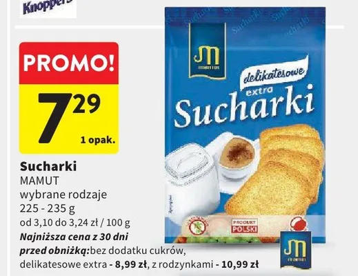Sucharki MAMUT z rodzynkami promocja w Intermarche