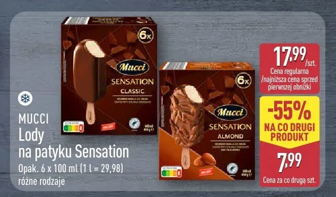 Lody na patyku Sensation promocja w Aldi