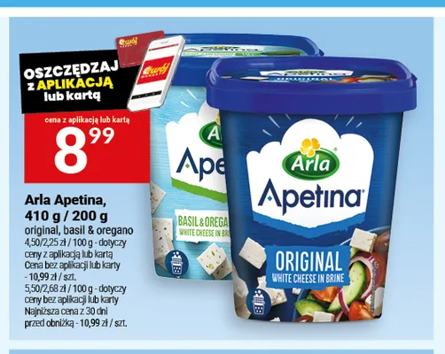 Ser Apetina basil & oregano Arla promocja w Twój Market