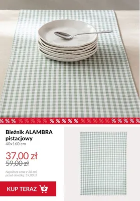 Bieżnik Alambra pistacjowy 40x160 cm promocja w Homla