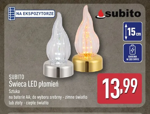 Świeca LED płomień Subito 15 cm promocja w Aldi