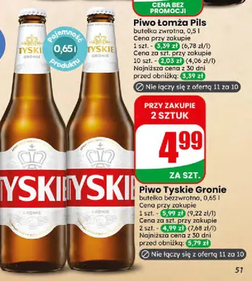 Piwo Tyskie Gronie promocja w Dino