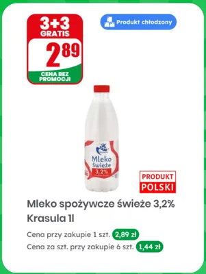Mleko spożywcze świeże 3,2% Krasula promocja w Dino