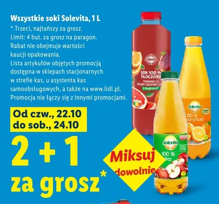 Sok jabłkowy 100% Solevita promocja w Lidl