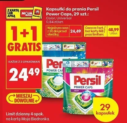 Kapsułki do prania Persil Power Caps Color promocja w Biedronka