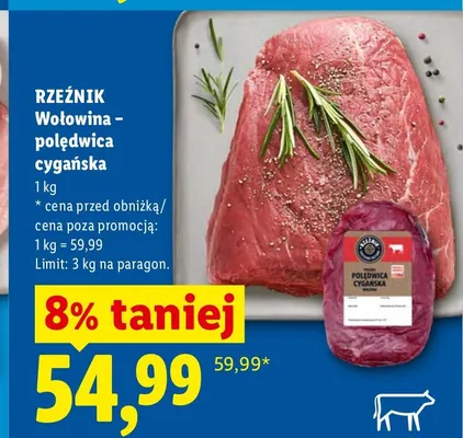 Wołowina polędwica cygańska Rzeźnik promocja w Lidl