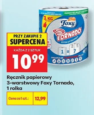 Ręcznik papierowy 3-warstwowy Foxy Tornado promocja w Biedronka