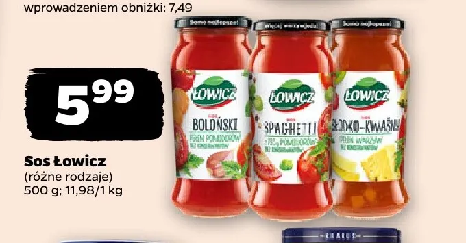 Sos spaghetti Łowicz promocja w Netto