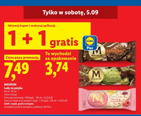 Lody na patyku Euphoria Pink Lemonade Magnum promocja w Lidl