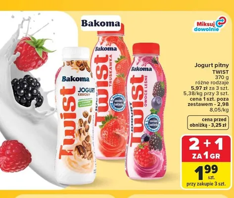 Jogurt pitny Bakoma Twist kawowy promocja w Carrefour