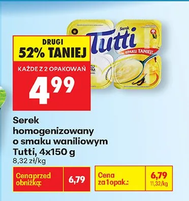 Serek homogenizowany o smaku waniliowym promocja w Biedronka