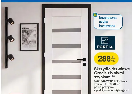 Skrzydło drzwiowe Credis z białymi szybkami Fortia promocja w Castorama