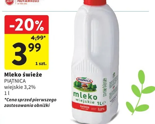 Mleko świeże wiejskie 3.2% promocja w Intermarche