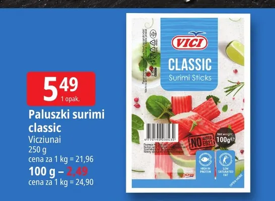 Paluszki surimi classic Vici promocja w Leclerc