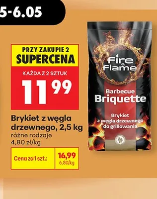 Brykiet z węgla drzewnego Fire & Flame promocja w Biedronka