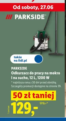 Odkurzacz do pracy na mokro i na sucho Parkside promocja w Lidl