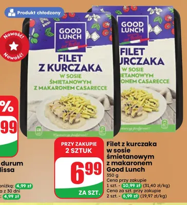 Filet z kurczaka w sosie śmietanowym z makaronem Good Lunch promocja w Dino