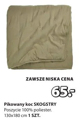 Pikowany koc poszcie 100% poliester. 130x180 cm promocja w Jysk