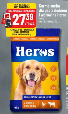 Karma sucha dla psa z drobiem i wołowiną Heros promocja w POLOmarket