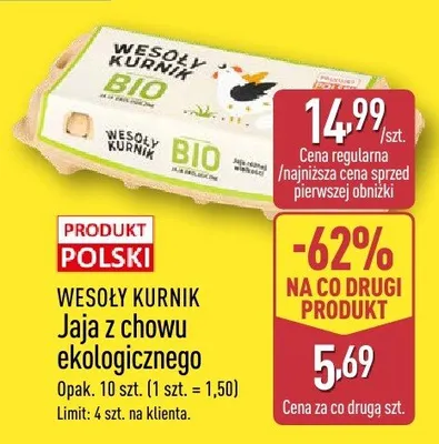 Jaja z chowu ekologicznego promocja w Aldi