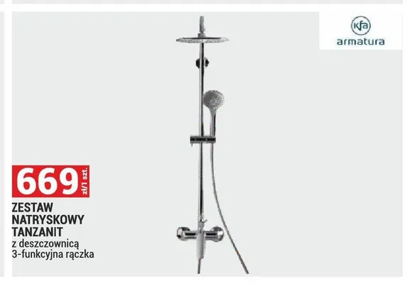 Zestaw natryskowy KFA Armatura Tanzanit 3-funkcyjna rączka promocja w Merkury Market