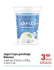 Jogurt typu greckiego Bakoma promocja w Makro