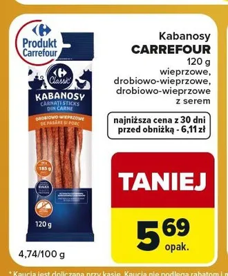 Kabanosy wieprzowe Carrefour Classic promocja w Carrefour Express
