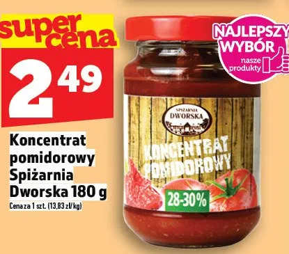 Koncentrat pomidorowy Spiżarnia Dworska 180g promocja w TOPAZ