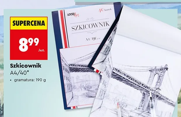 Szkicownik Loozz Art A4 40 kartek promocja w Biedronka
