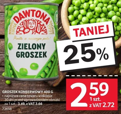 Groszek konserwowy Dawtona zielony 400g promocja w Selgros