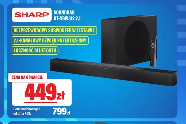 Soundbar Sharp HT-SBW312 2,1 promocja w RTV EURO AGD